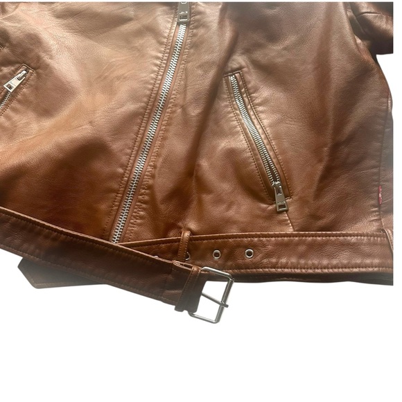 Levi Strauss Chocolate Faux Leather Jacket with Silver Accents Size 2X NWOT - Picture 8 of 11
